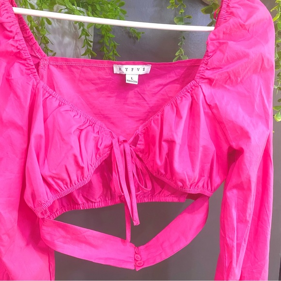 HYFVE Pink Long Sleeve Cropped Blouse - Picture 3 of 5